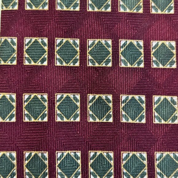 NEO Bill Blass Other - NEO Bill Blass 100% Silk Mens Tie Squares Necktie Wine Olive White Gold